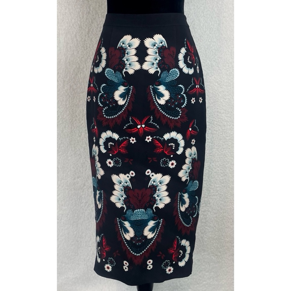 A.L.C. • Black/Multi Haley Garland Floral Silk Pencil Skirt, 2 - Picture 6 of 16
